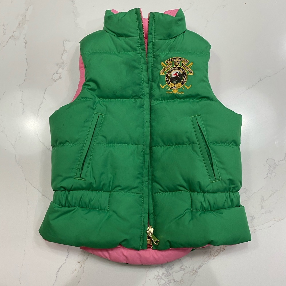 Ralph Lauren girls reversible green pink vest 2T
